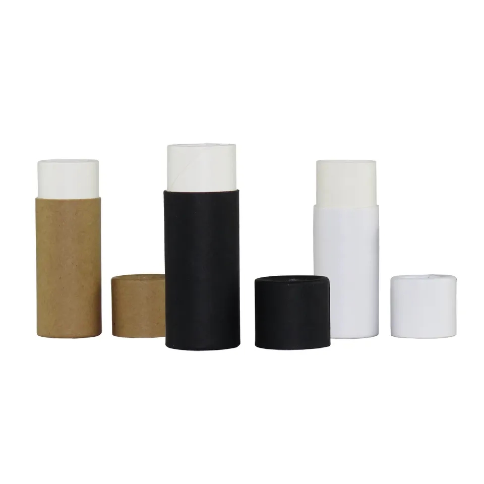 Le carton kraft recyclé imprimé personnalisé pousse le tube de papier noir 0,3 oz 8 g d'emballage de rouge à lèvres de baume à lèvres