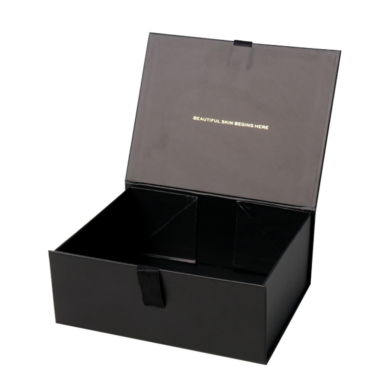 Boîte d'emballage de boîte de papier noire magnétique au détail adaptée aux besoins du client avec le logo